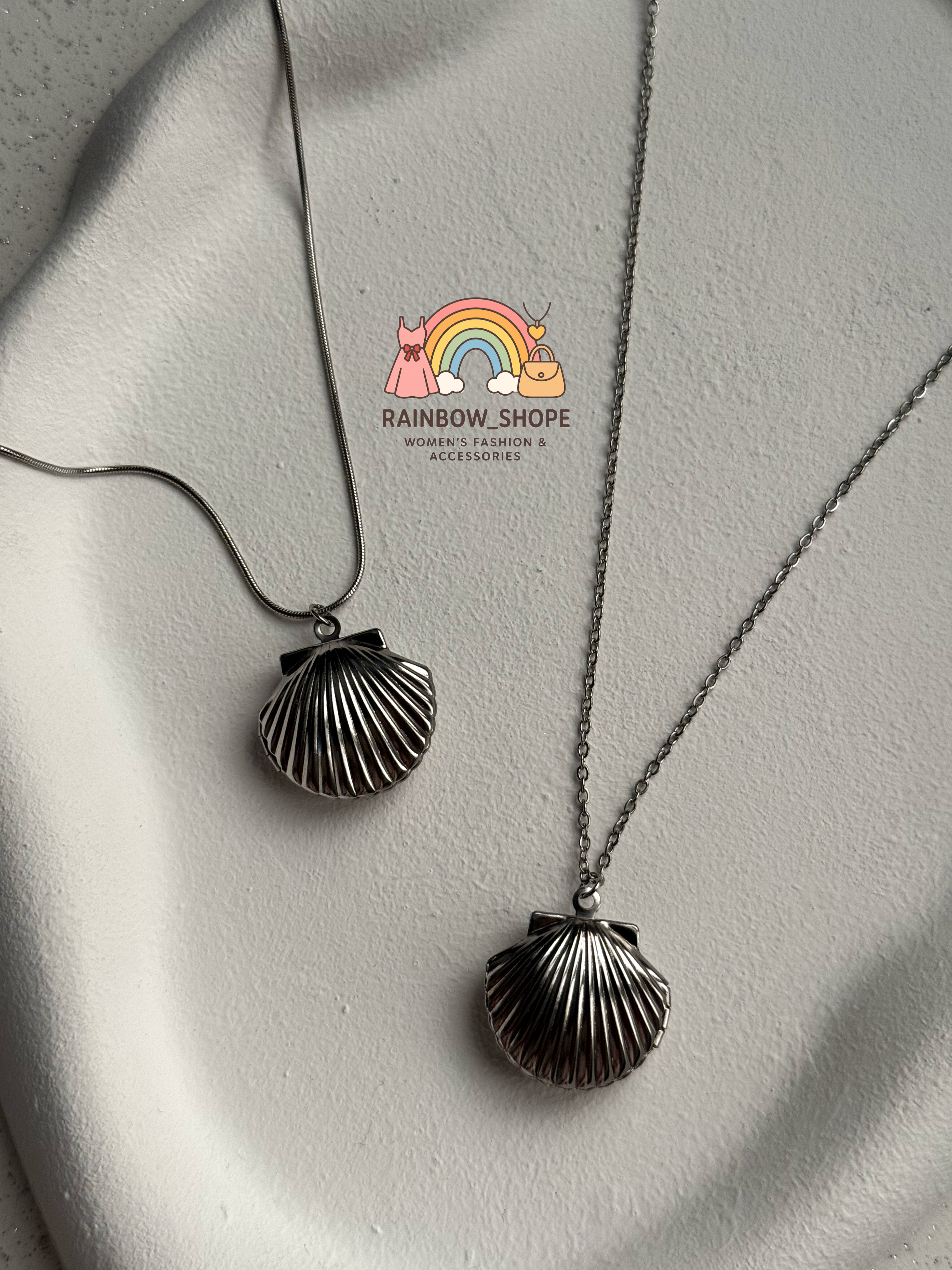 گردنبند لاکت پینترستی مدل صدف رین بو